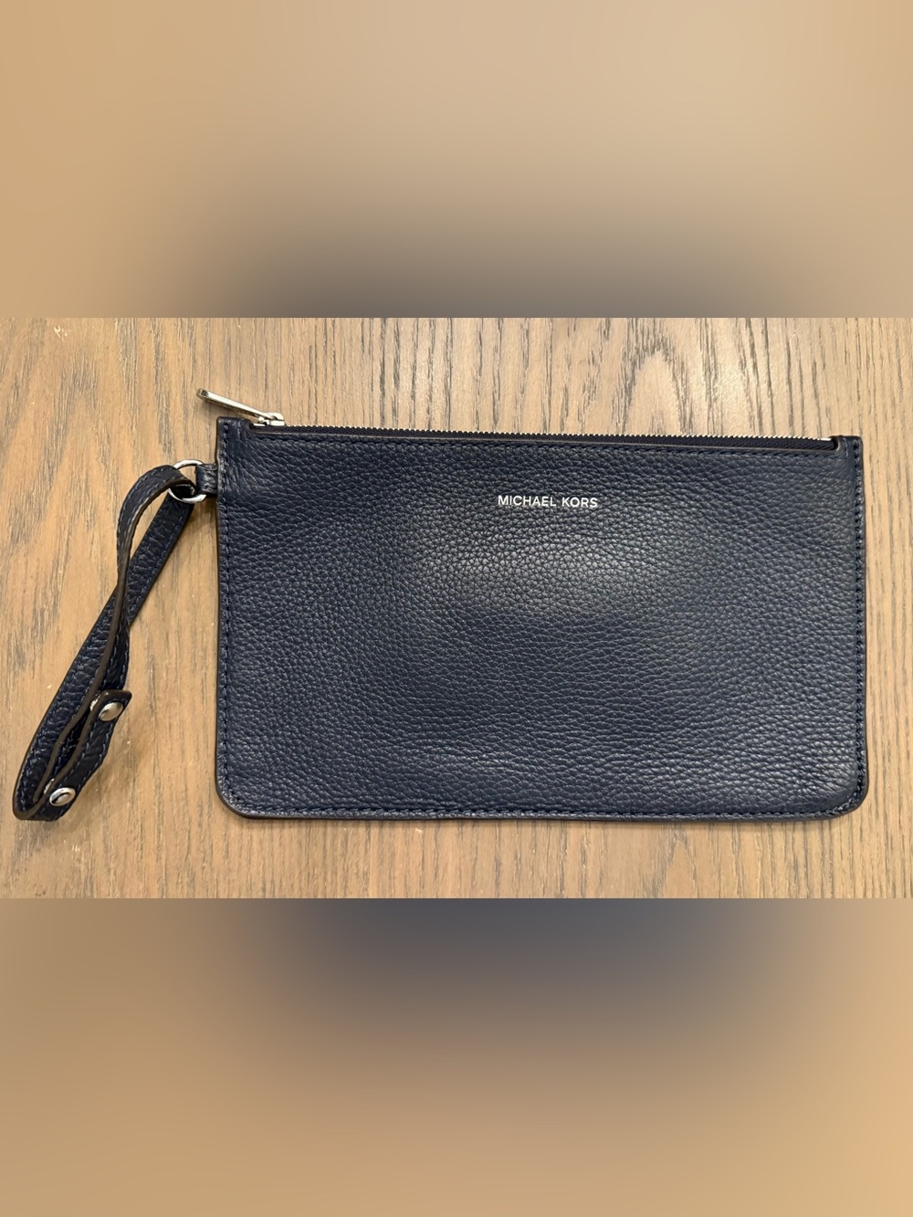 Michael Kors Navy Pebbled Leather Wristlet